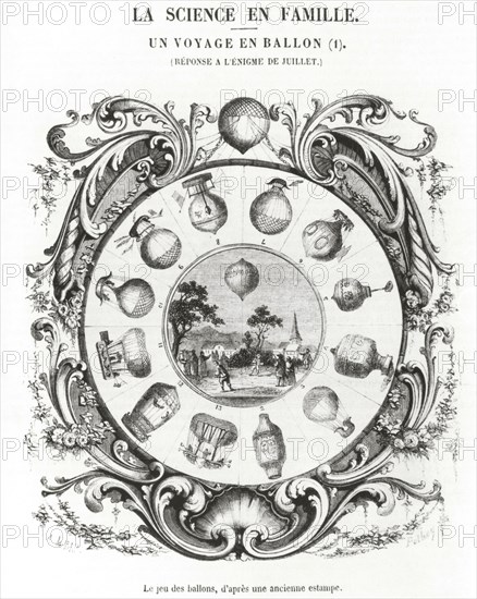 Gravure du jeu des ballons, 1850