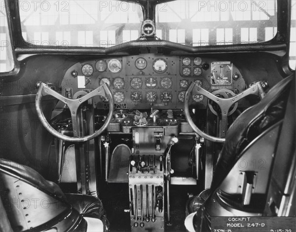 Cockpit of a Boeing 247-D, 1934