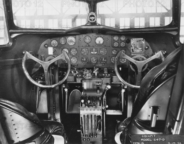 Cockpit d'un Boeing 247-D, 1934