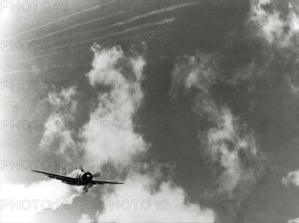 Japanese suicide plane in a dive, 1944