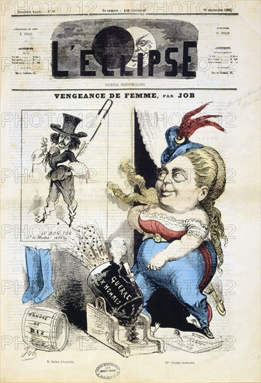 Caricature de Jules Barbey d'Aurevilly, 1869