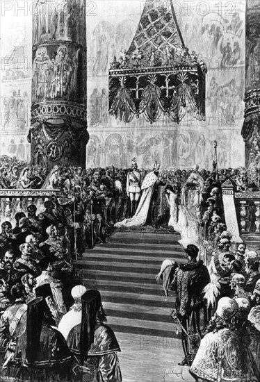 Couronnement d'Alexandre III et de l'impératrice Maria Doymar à la cathédrale de l'Assomption