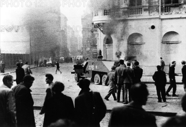 Budapest, a "Molotov cocktail" was thrown against a Russian tank