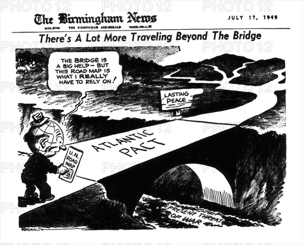 Satirical cartoon from the "Birmingham News" on the North Atlantic Treaty (NATO)