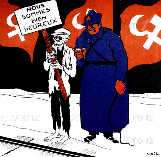 Anti-bolshevik satirical cartoon in the newspaper "L'Espoir français" (French hope)