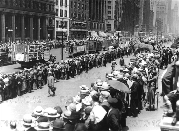 Parade celebrating meat