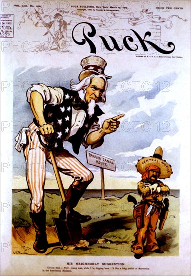 Caricature in "Puck" à propos du Canal de Panama