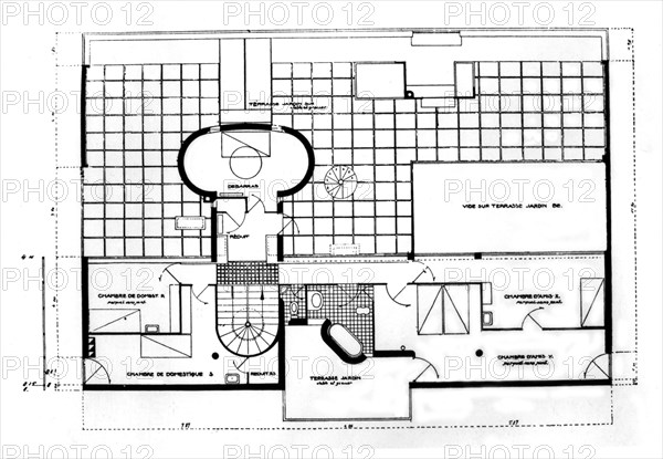 Plan d'une villa de Le Corbusier à Garches