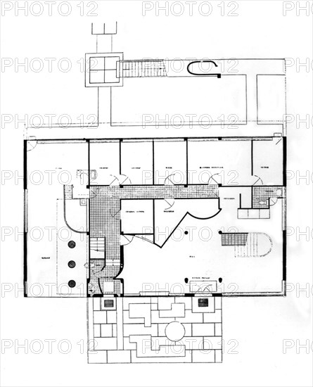 Blueprint of a villa by Le Corbusier in Garches, France