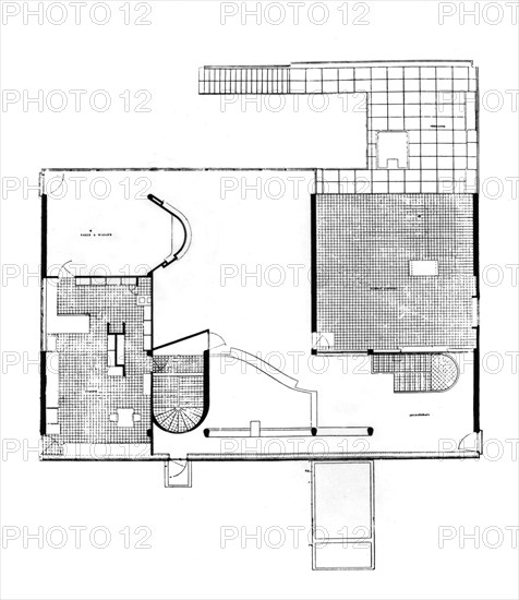 Villa by Le Corbusier in Garches, France, blueprint of the 1st floor