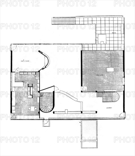 Villa de Le Corbusier à Garches, plan du 1er étage