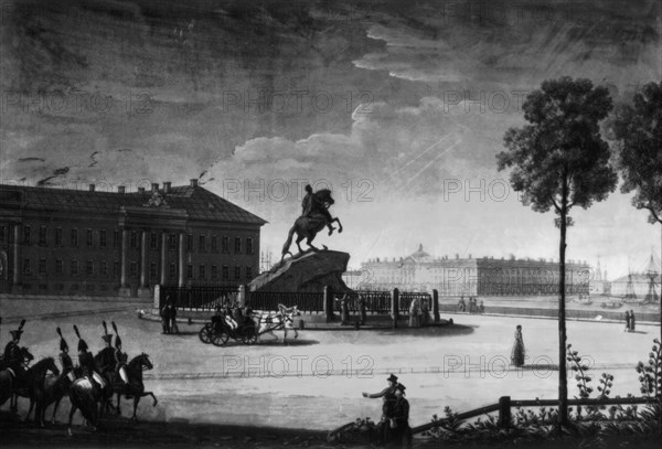 Vue de la place de Pierre le Grand et du sénat de Saint-Pétersbourg