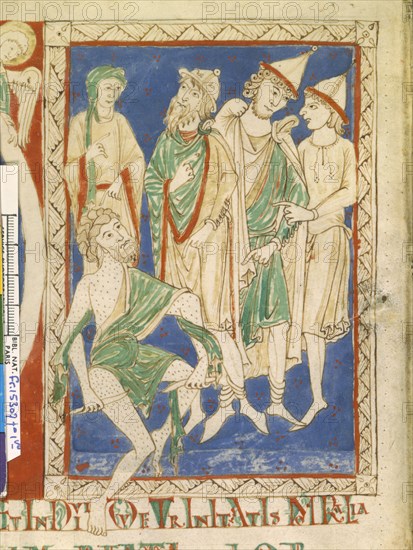 Manuscript, 'Moralia in Job', Job scratching his ulcers