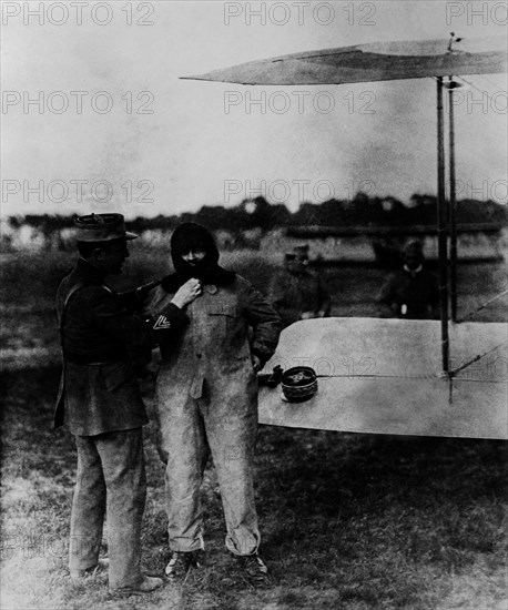 The French General Mangin flying to Aachen, Germany