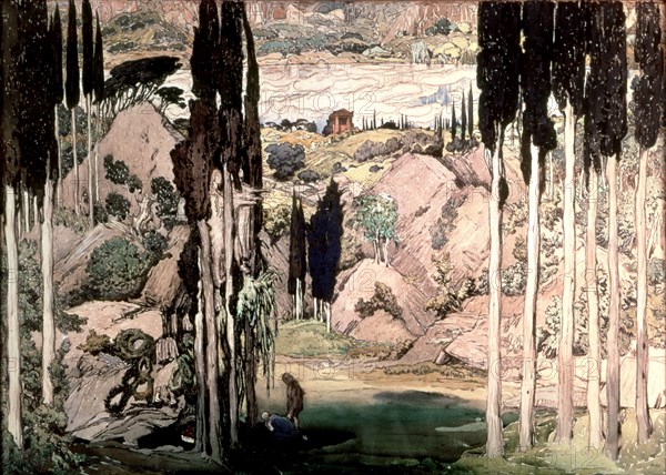 Bakst, Décor de Daphnis et Chloé de Ravel