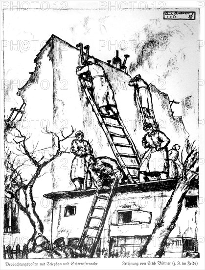 Büttner, German soldiers fixing telephone lines