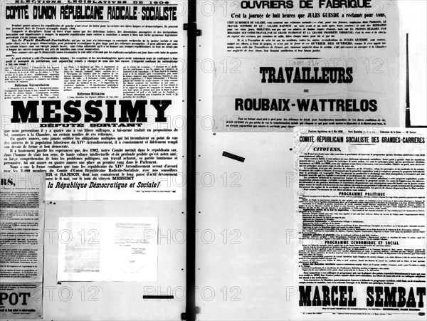 Affiches électorales. Elections de 1906. Candidats radicaux-socialistes et socialistes