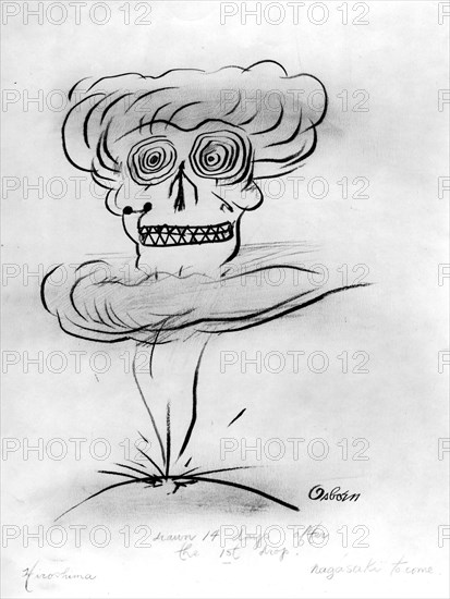 Caricature à propos de la bombe atomique lancée sur Hiroshima