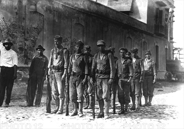 Révolution mexicaine. Patrouille de marines américains à Vera Cruz