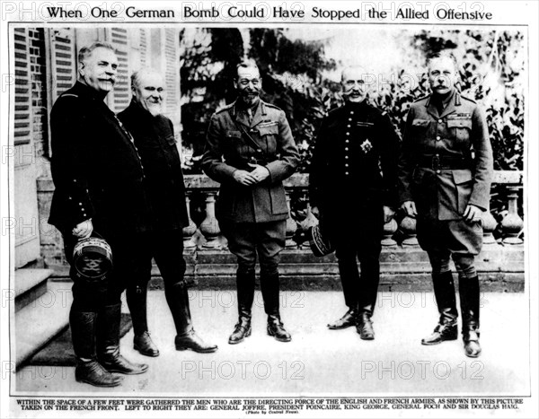 Joffre, Poincaré, Georges V, Foch et Haig