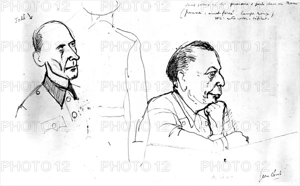 Jean Oberle. Drawings from the Nuremberg trials. Jodl and Göring