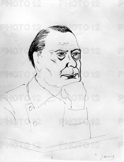 Hermann Göring. Dessin exécuté pendant le procès de Nuremberg