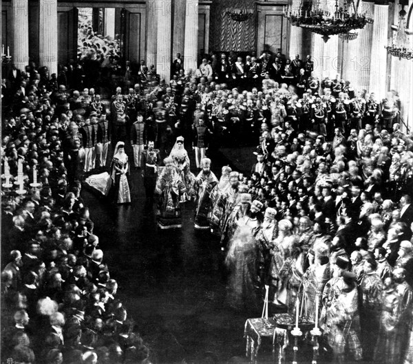 Grand opening of the Duma, in the Winter Palace, by Czar Nicholas II