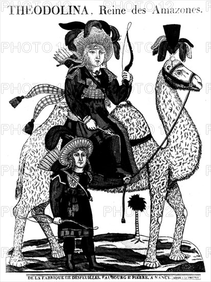 Imagerie de Nancy. Théodolinda, reine des amazones, chevauchant un chameau