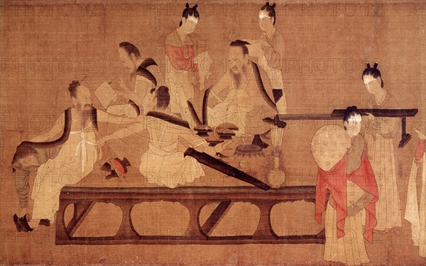 Yen-Li-Pen, Schoolgirls reading classical texts, detail