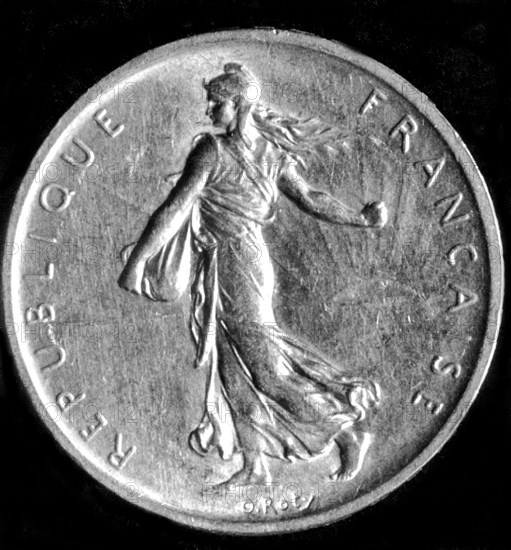French coin minted under Napoleon III: 'la Semeuse'