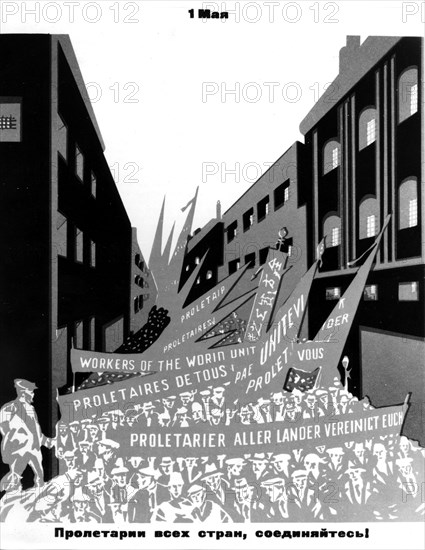Propaganda poster for the 1st of May: 'Workers of the world, unite!'
