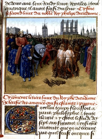 Miniature de Jean Fouquet, Supplice des hérétiques