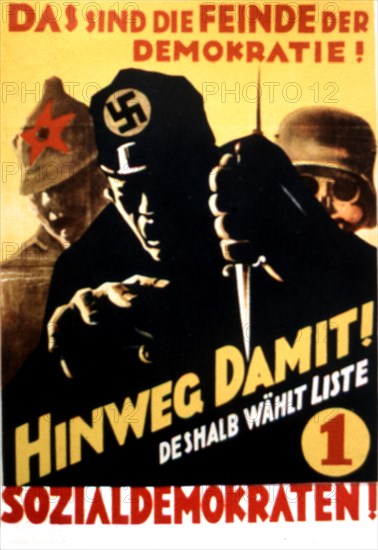Affiche électorale de propagande pour le parti social-démocrate allemand, 1930