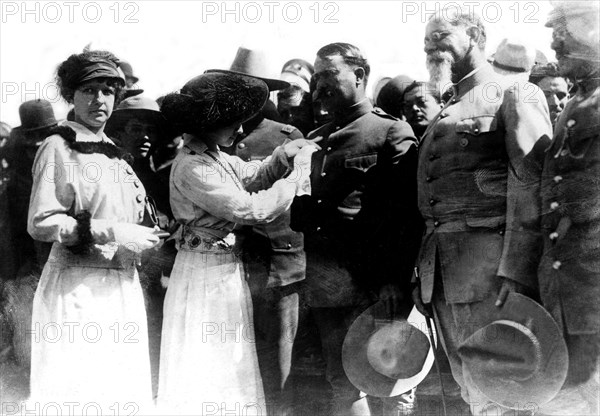 Mexican revolution. General Obregon decorated in Celaya