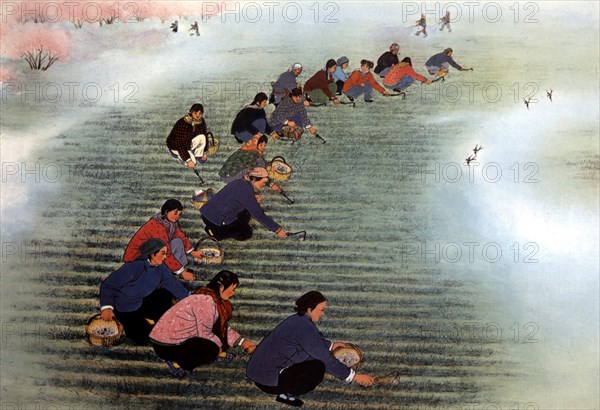 Painting, farmers at Houhslem, China
