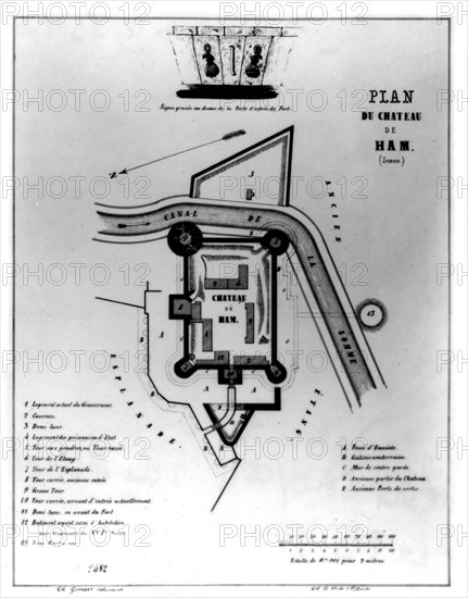 Plan du château de Ham d'où le prince Louis-Napoléon s'évada en 1846