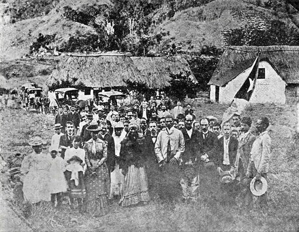 Cuban poet Jose Marti among his companions during the war of independence (19th century)