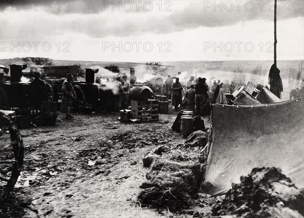 Rolling kitchens in a troops' camp, 1917