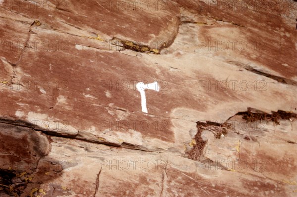 Alpes maritimes département. Vallée des Merveilles ('Valley of wonders'). Rock paintings. An axe