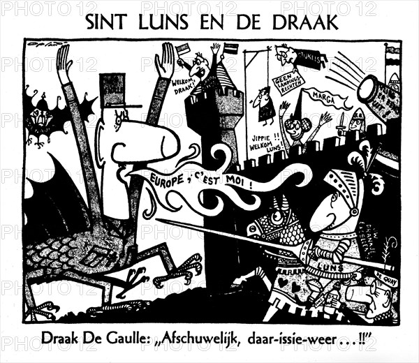 Le chevalier Luns devant le dragon De Gaulle