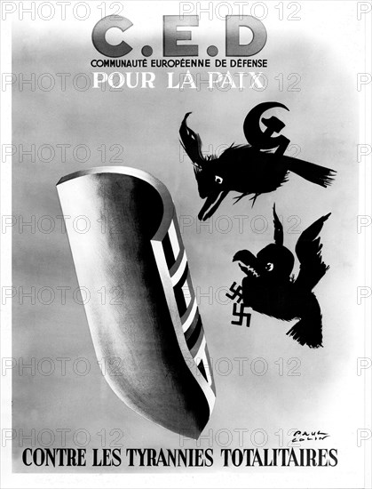 Affiche de Paul Colin, Propagande pour la C.E.D., 1954