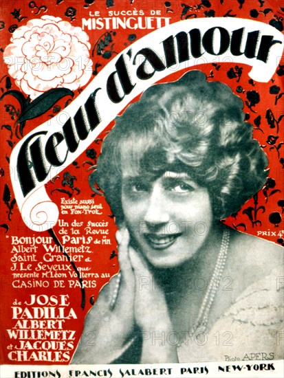 Cover for the musical edition of a song by Mistinguett: 'Fleur d'amour' (Flower of love)