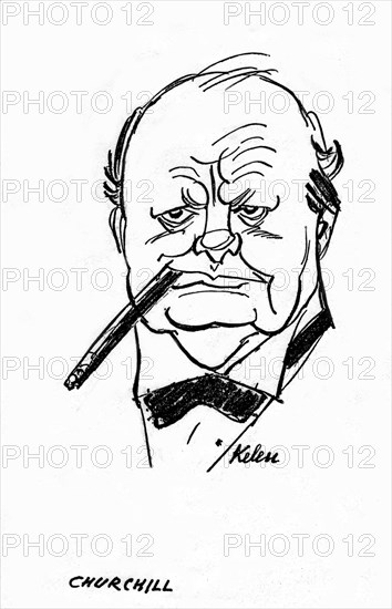 Caricature de Kelen sur Churchill