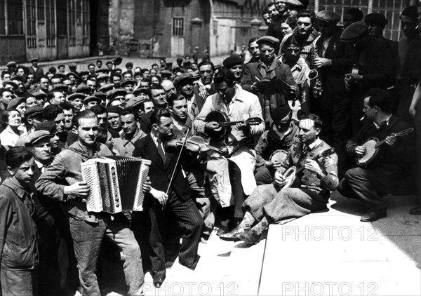 French strikers in their factory, 1936