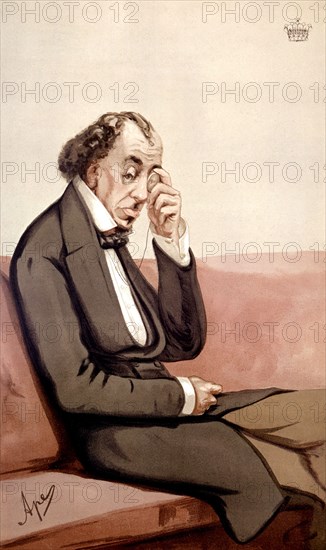 Dessin aquarellé de Ape, portrait de Disraéli