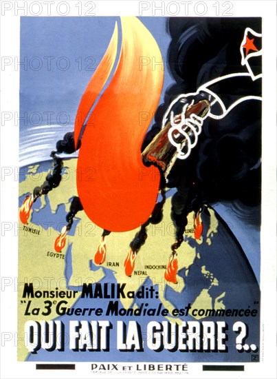 Poster of the movement 'Peace and liberty'. Anticommunist and antisoviet propaganda during Cold War