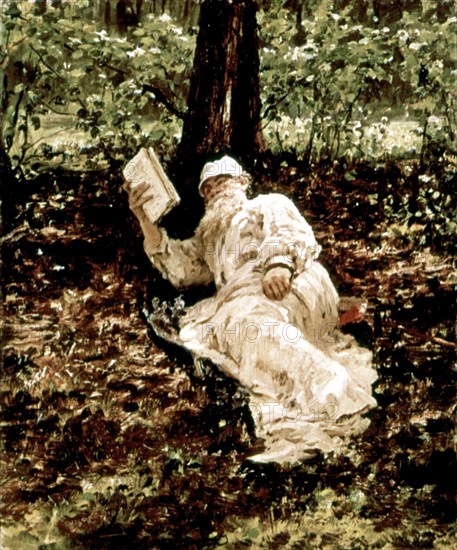 Repin, Tolstoy resting in the forest
