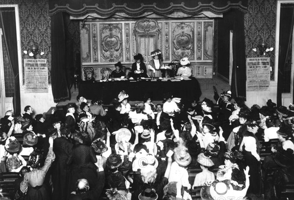 A suffragette meeting for the vote of women