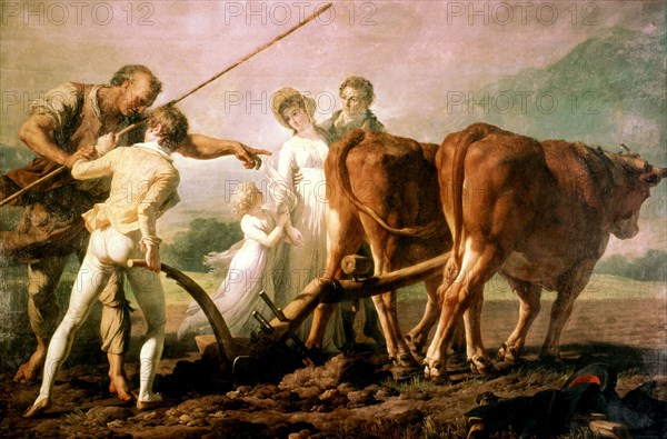 Lesson in Ploughing, Illustration for 'Emile' by Jean-Jacques Rousseau