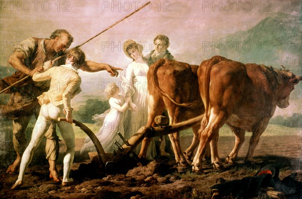 La leçon de labourage, Illustration de "Emile" de Jean-Jacques Rousseau